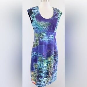 Rachel Roy Sheath Dress | Turkish Sea Watercolor Collection, size 12